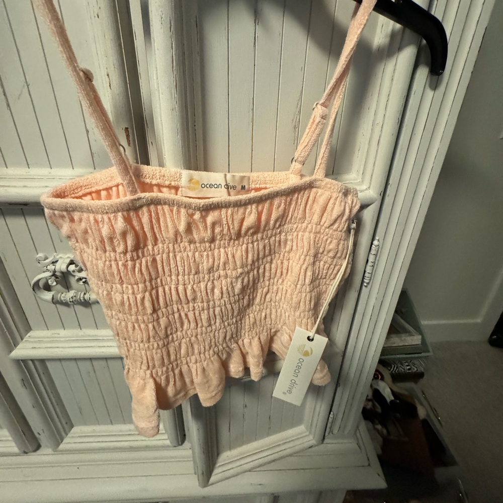 M pink ocean drive crop top